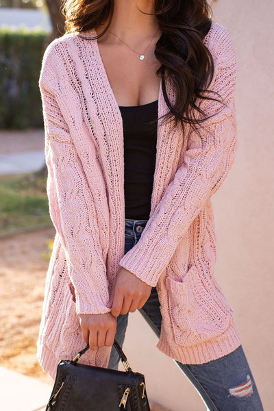 Blush Cable Knit Cardigan