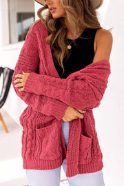 Coral Cable Knit Cardigan