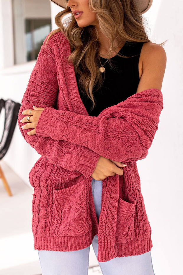 Coral Cable Knit Cardigan
