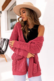 Serene Coral Cable Knit Cardigan