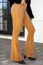 Camel Corduroy Flare Pants