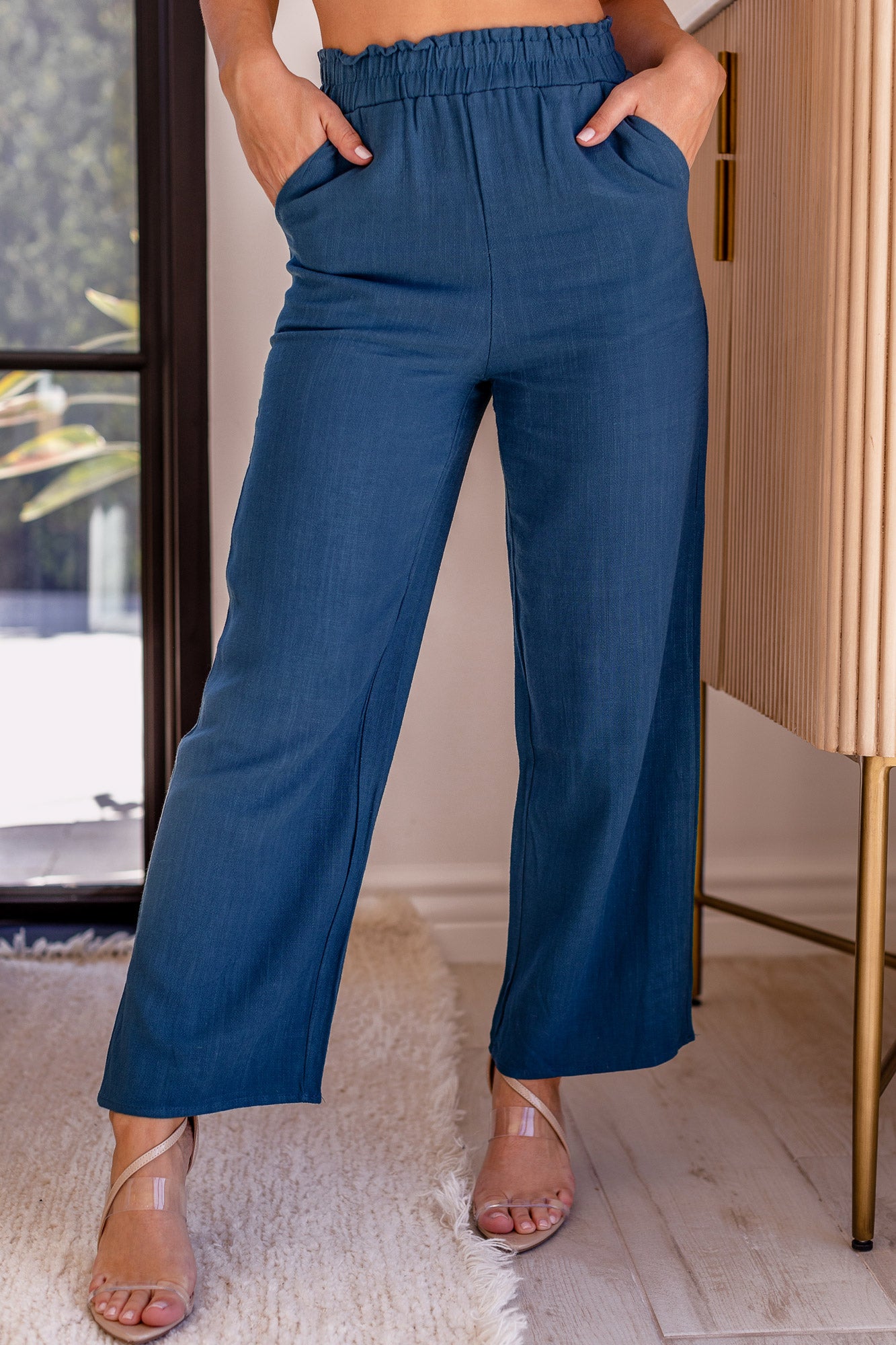 Navy Wide Leg Pants