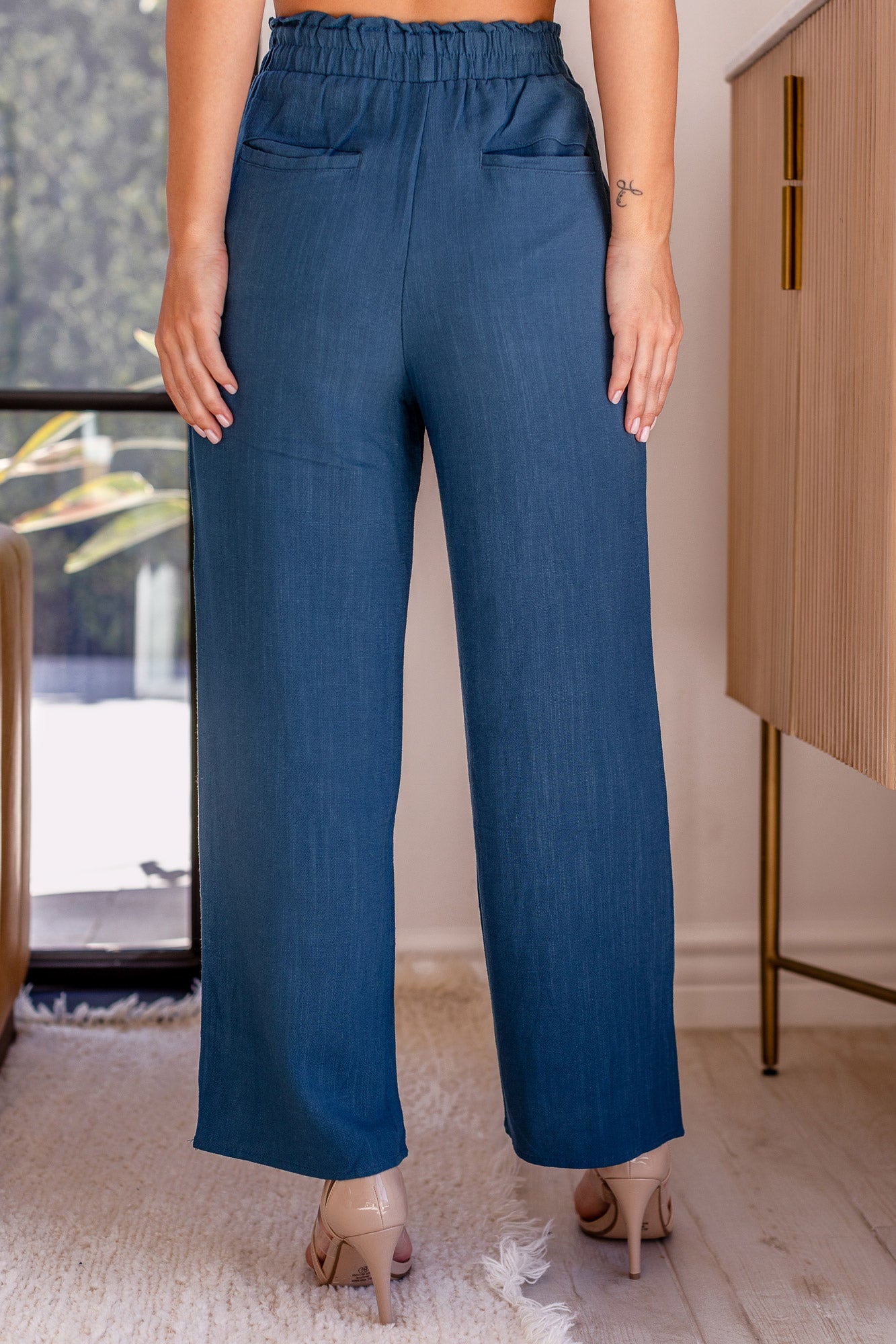 Navy Wide Leg Pants