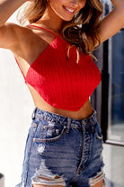 Red Crochet Tie Back Crop Top
