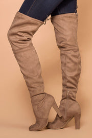 Priceless | Taupe | Over the Knee Suede Boots | Shoes | Womens