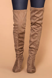 Priceless | Taupe | Over the Knee Suede Boots | Shoes | Womens
