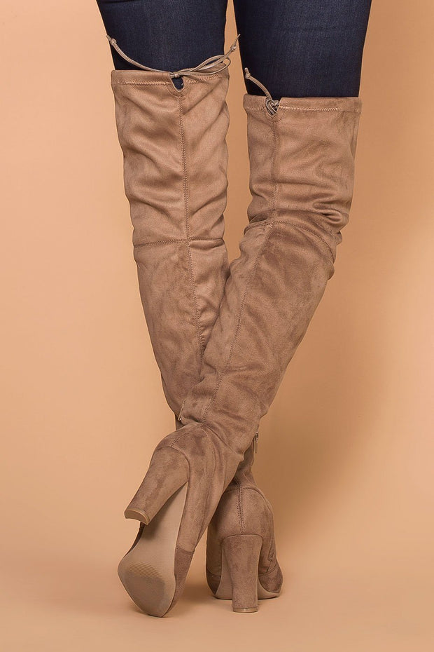 Priceless | Taupe | Over the Knee Suede Boots | Shoes | Womens