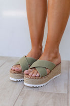 Sage Slide-On Raffia Sandals