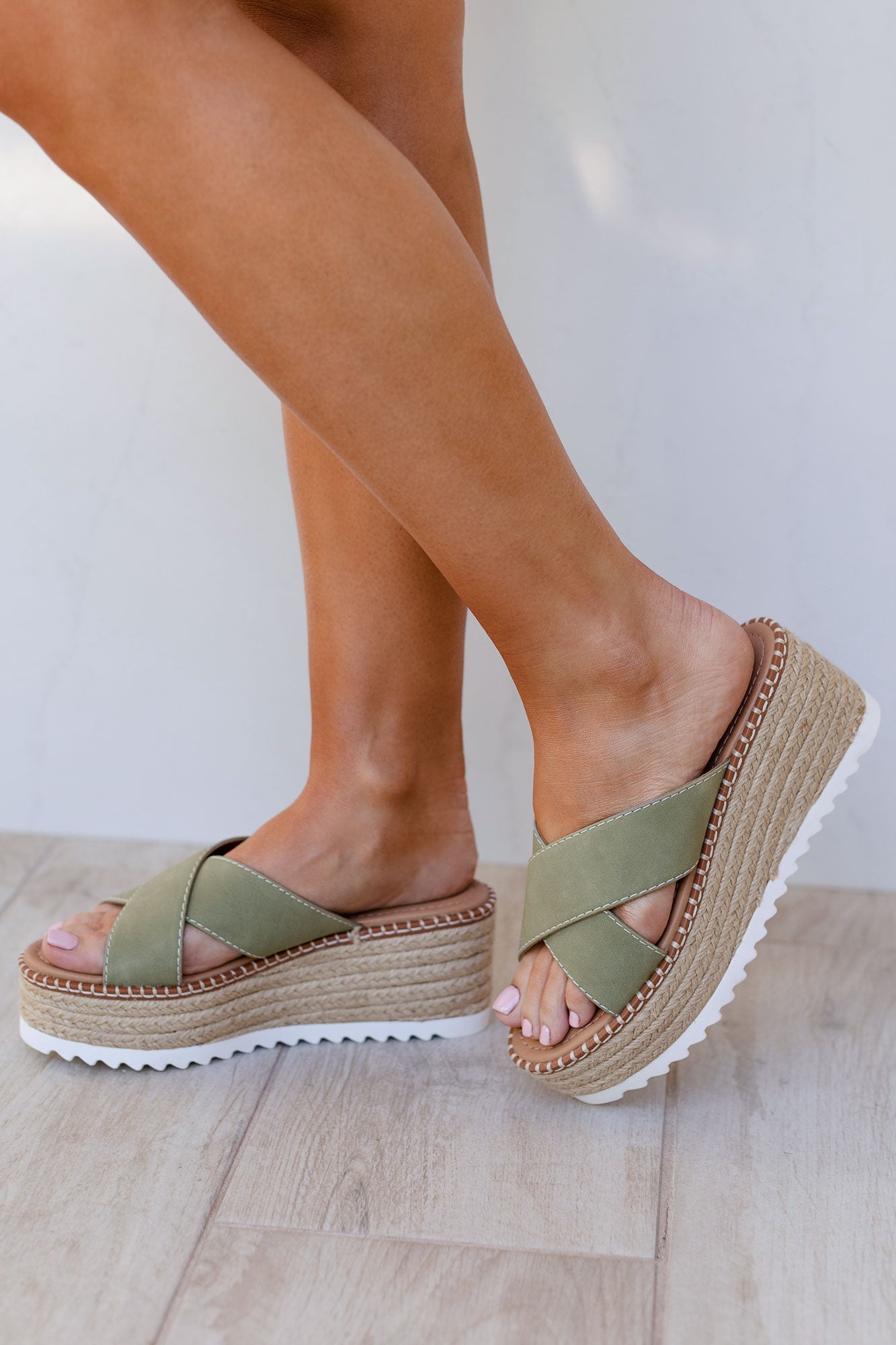 Sage Slide-On Raffia Sandals