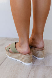 Sage Slide-On Raffia Sandals