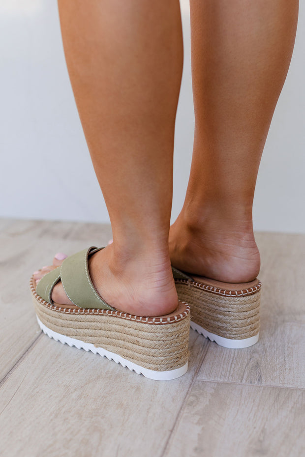 Sage Slide-On Raffia Sandals