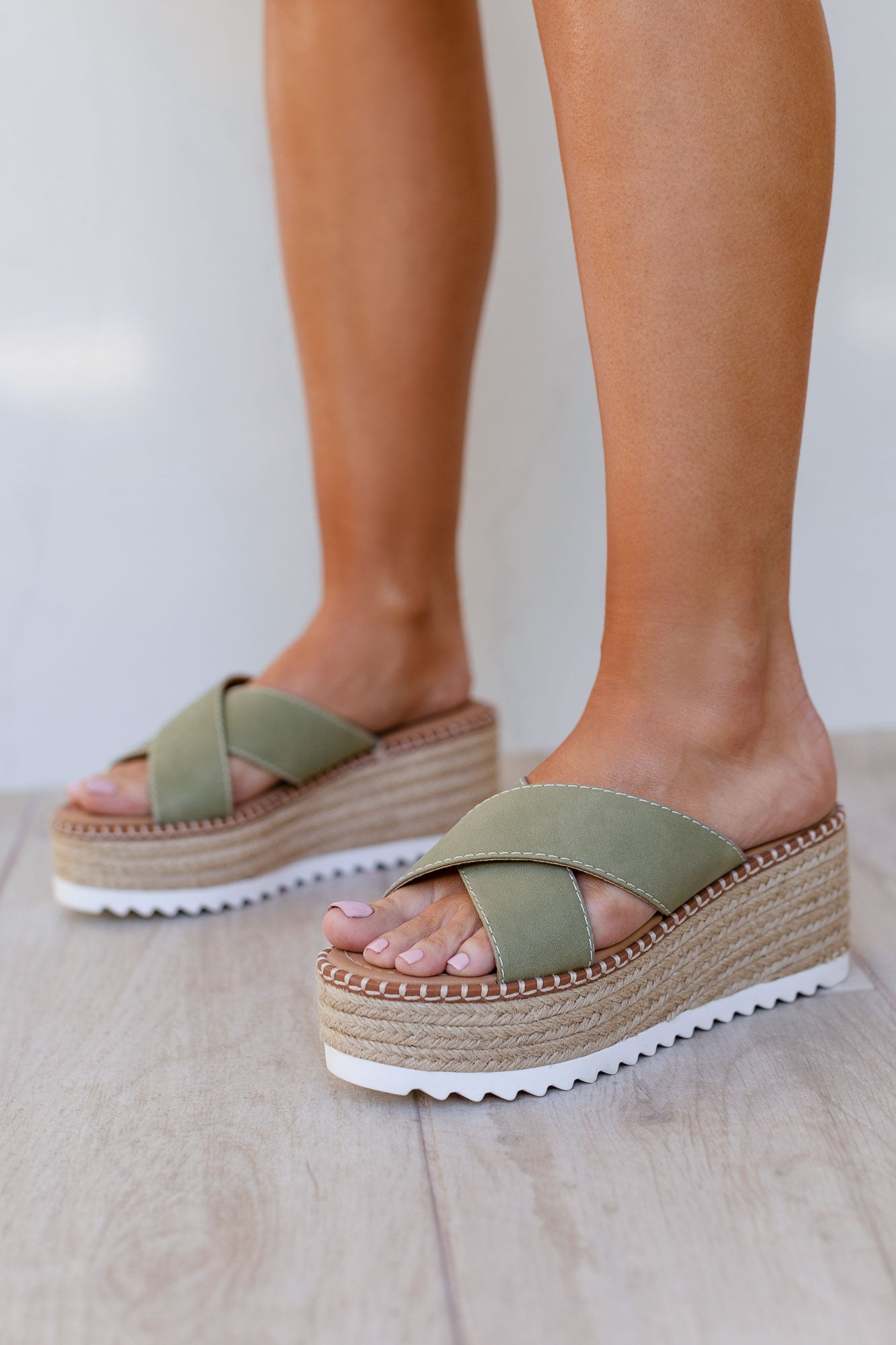 Sage Slide-On Raffia Sandals