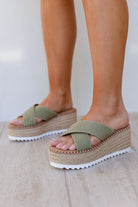 Sage Slide-On Raffia Sandals