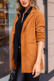 Cognac Vegan Suede Blazer