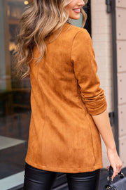 Cognac Vegan Suede Blazer