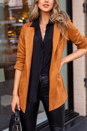 Cognac Vegan Suede Blazer