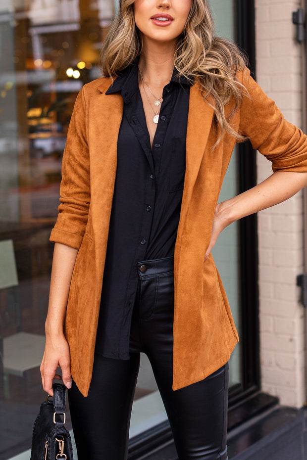 Cognac Vegan Suede Blazer