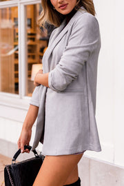 Grey Vegan Suede Blazer