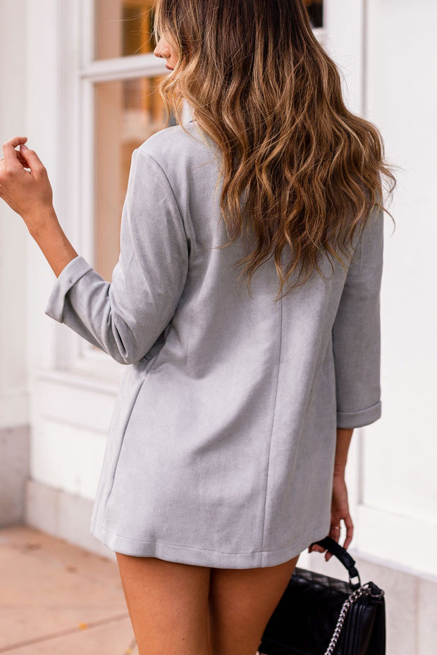 Grey Vegan Suede Blazer