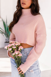 Pink Cropped Turtleneck