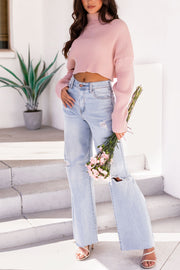 Pink Cropped Turtleneck