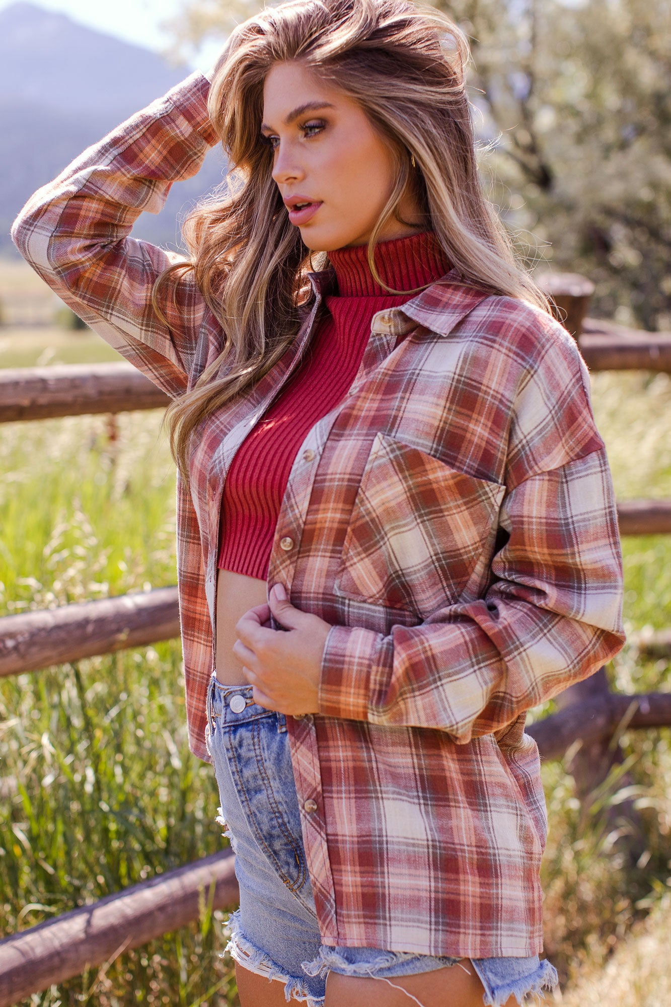 Rust Plaid Top