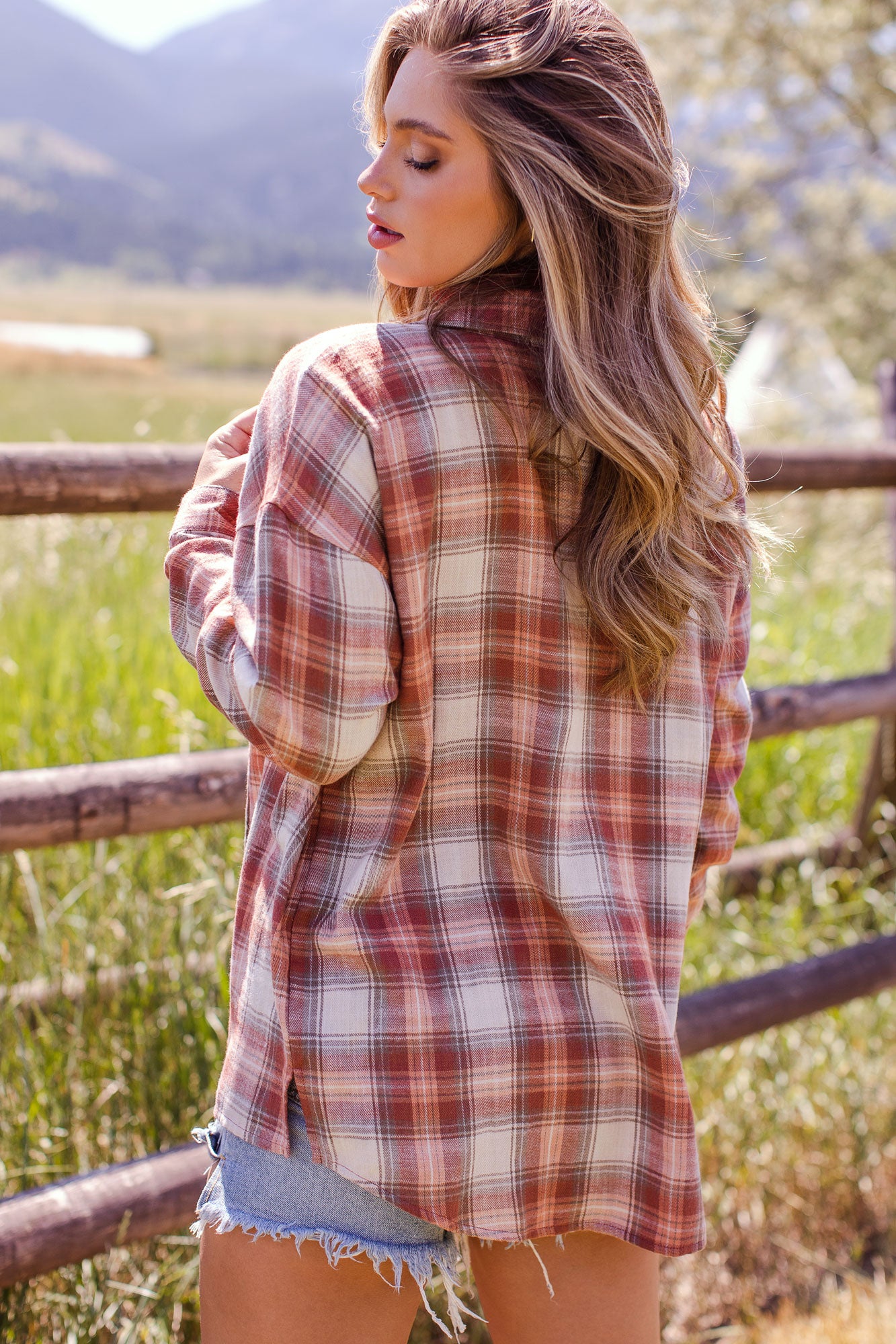 Rust Plaid Top
