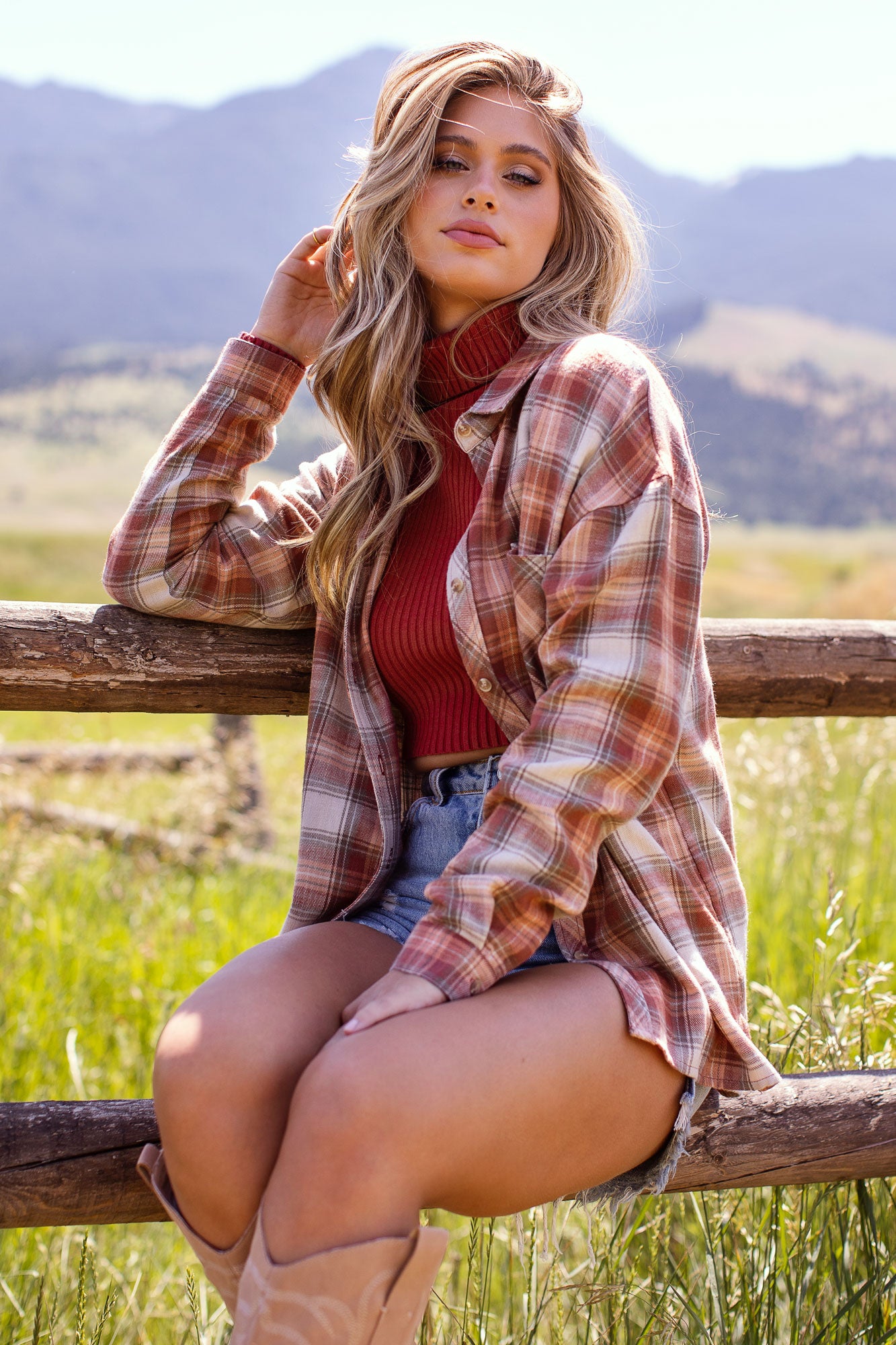 Rust Plaid Top
