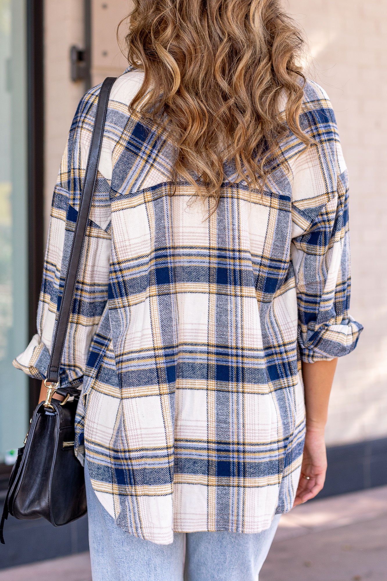 Navy and Ivory Plaid Shacket