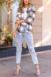 Navy and Ivory Plaid Shacket