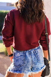 Burgundy Crop Sweatshirt