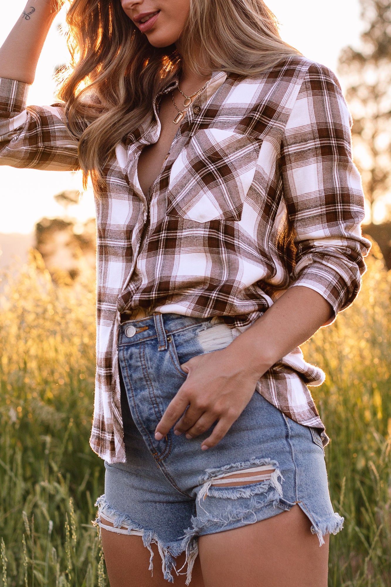 Chocolate Plaid Top