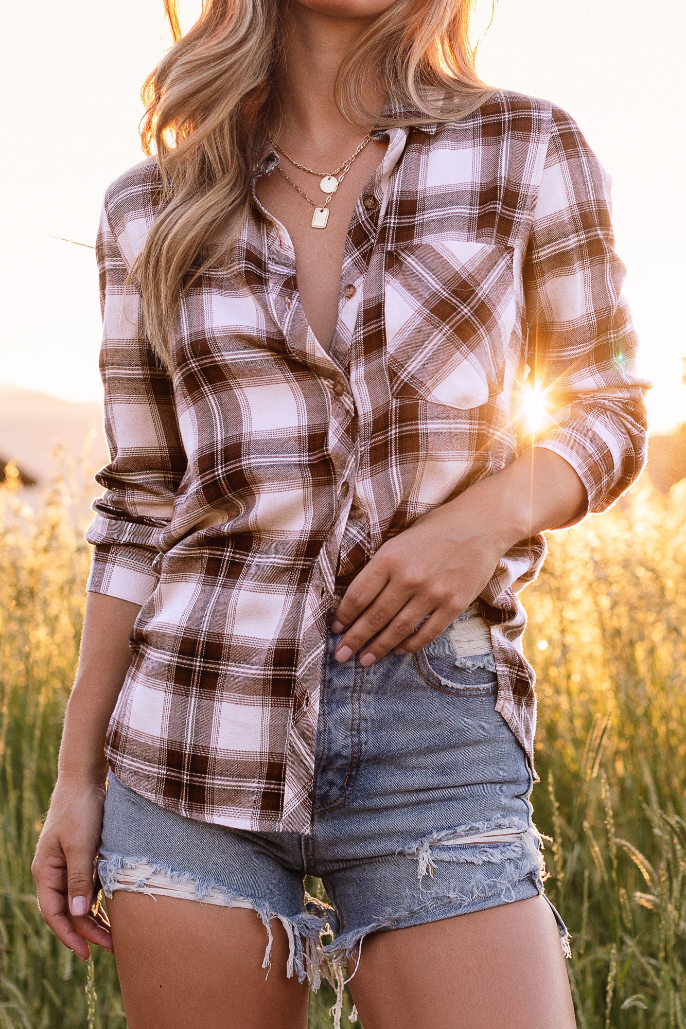 Chocolate Plaid Top