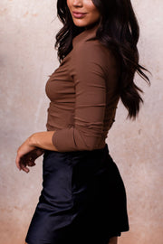 With Purpose Brown Ruched Top