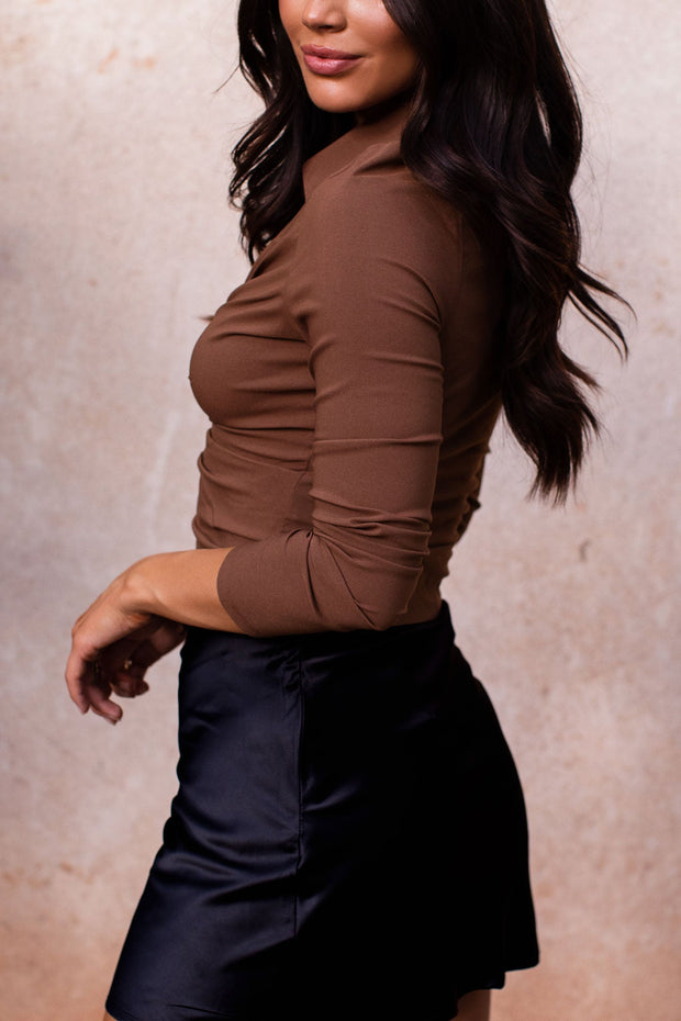 With Purpose Brown Ruched Top