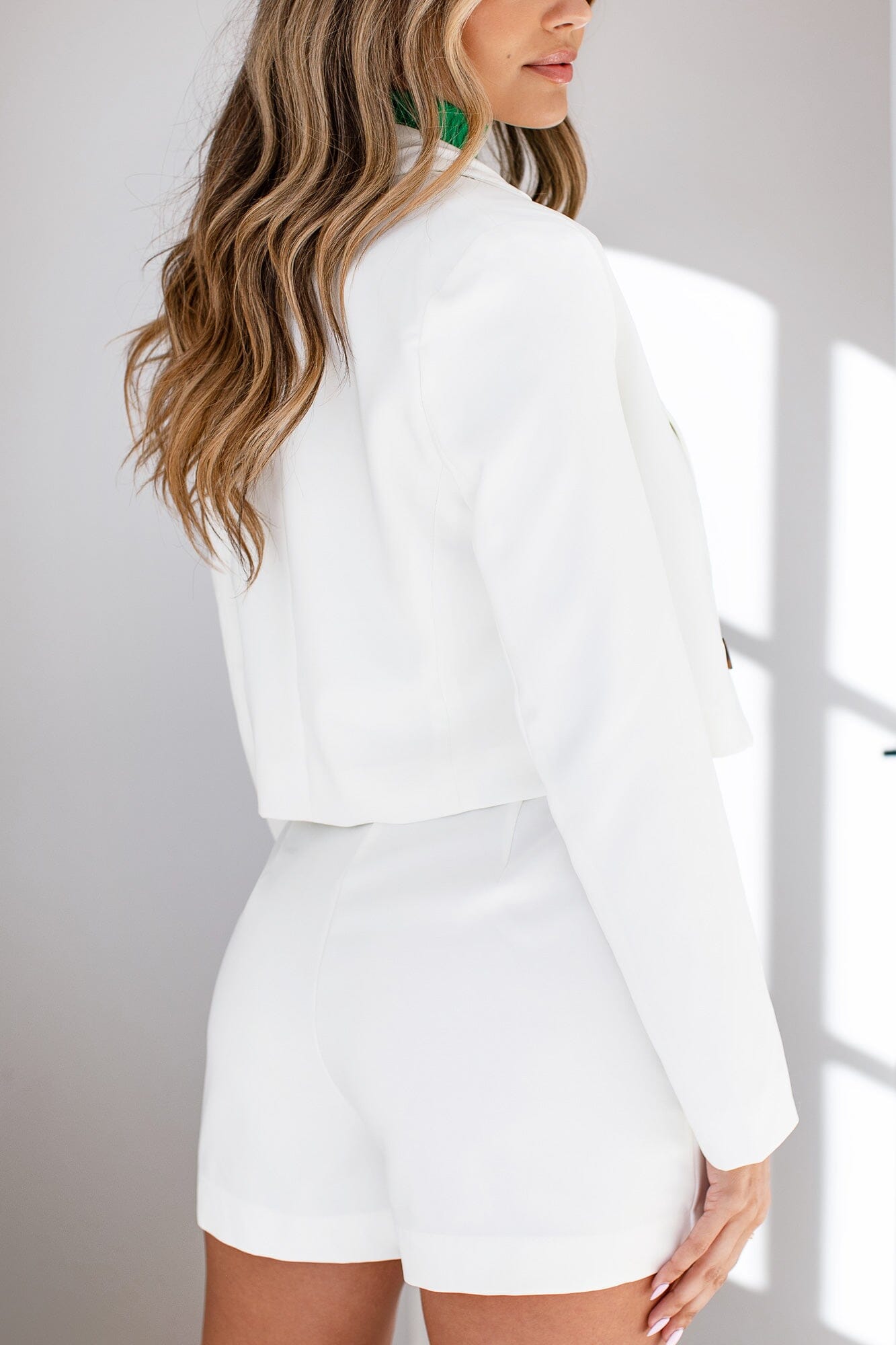 White Crop Blazer