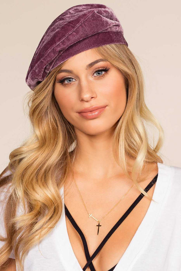 Lavender Velvet Baret Hat