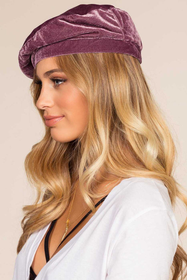 Lavender Velvet Baret Hat