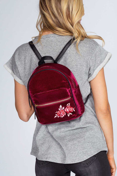 Accessories - Payton Rose Backpack - Burgundy Velvet