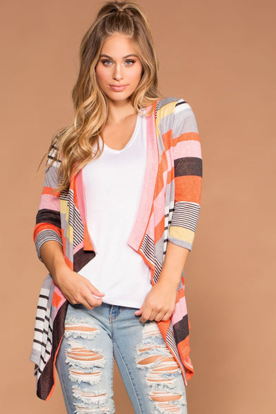 Striped Colorblock Cardigan