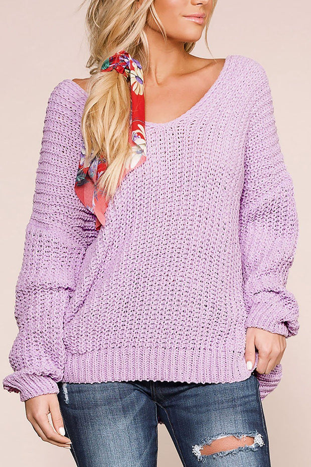 Feeling Good Lavender Oversize Knit Sweater