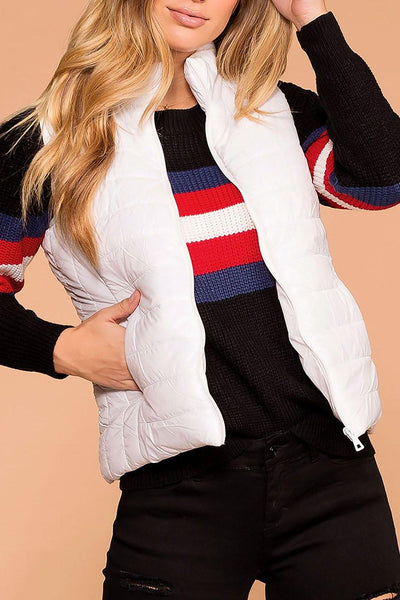 Night Sky White Puffy Vest