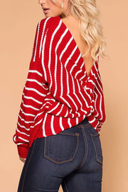 Carol Red Stripe Twist Back Sweater | Shop Priceless