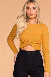 Brighton Mustard Twist Front Crop Top | iris