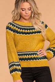 Heidi Mustard Chevron Knit Sweater