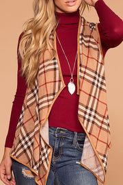 Holly Taupe Plaid Vest