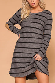 Joya Charcoal Elbow Patch Swing Dress | Veveret