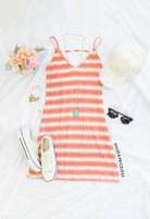 Dresses - Chill Out Striped Dress - Coral