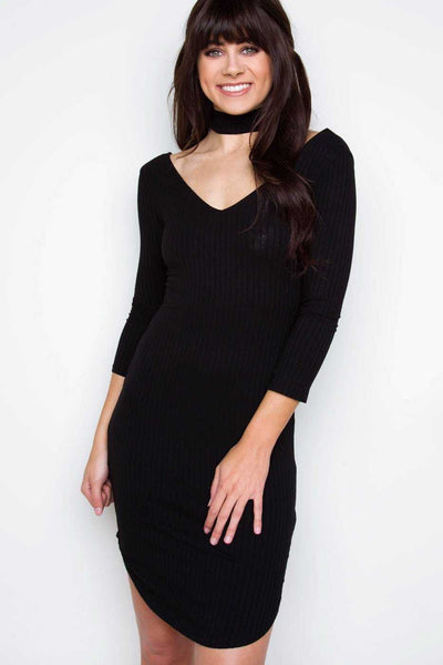 Dresses - Girl Talk Choker Dress - Black