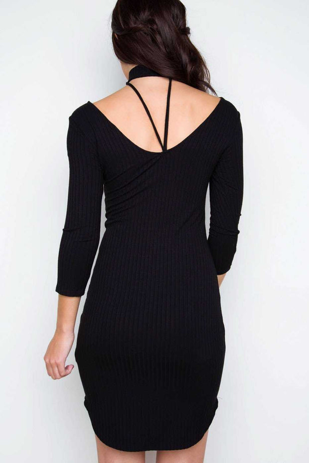 Dresses - Girl Talk Choker Dress - Black